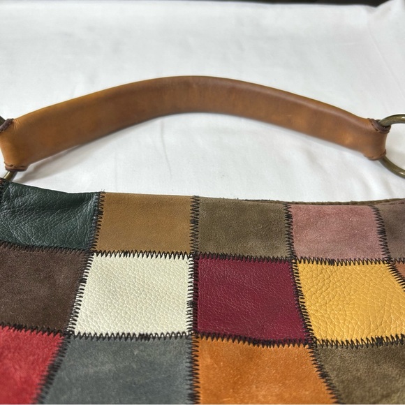 Lucky Brand Multicolored Patchwork Leather Hobo Tote Bag Boho - Picture 7 of 16